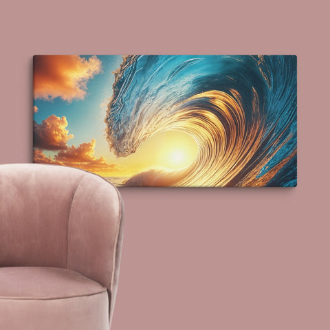 Sunset Sea Wave Art Canvas - From Sea To Shining Art