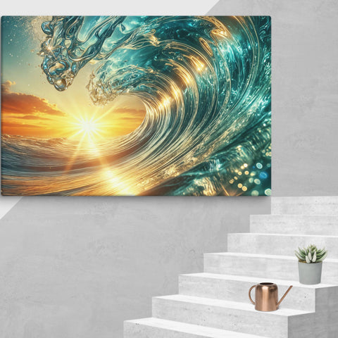 Sunset and wave Art In Canvas - From Sea To Shining Art