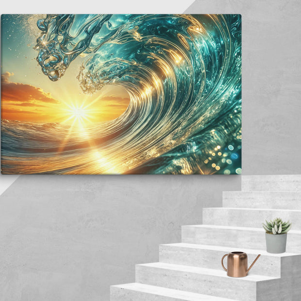 Sunset and wave Art In Canvas - From Sea To Shining Art