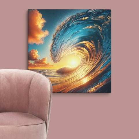 Sunset Sea Wave Art Canvas - From Sea To Shining Art