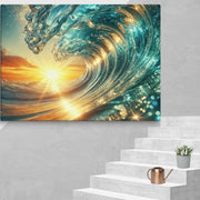 Sunset and wave Art In Canvas - From Sea To Shining Art