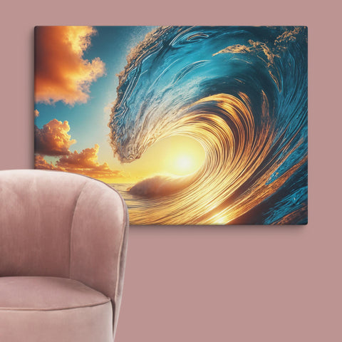 Sunset Sea Wave Art Canvas - From Sea To Shining Art