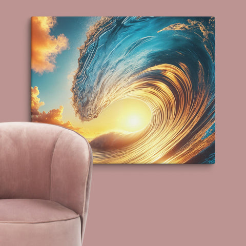 Sunset Sea Wave Art Canvas - From Sea To Shining Art