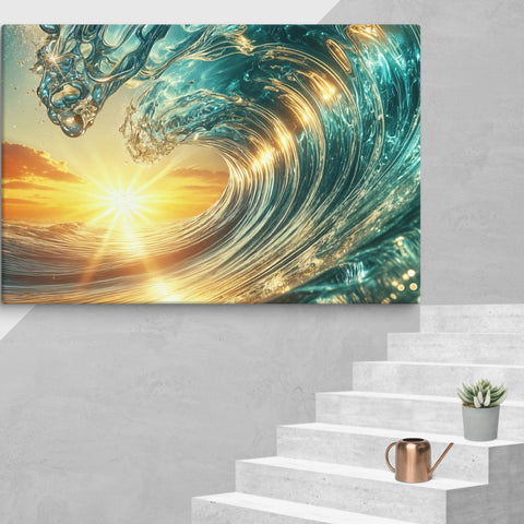 Sunset and wave Art In Canvas - From Sea To Shining Art