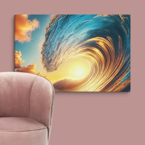Sunset Sea Wave Art Canvas - From Sea To Shining Art