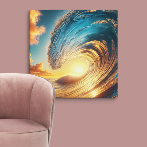 Sunset Sea Wave Art Canvas - From Sea To Shining Art