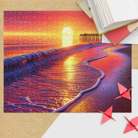 Evening Sea Sunset Art Jigsaw Puzzle - From Sea To Shining Art