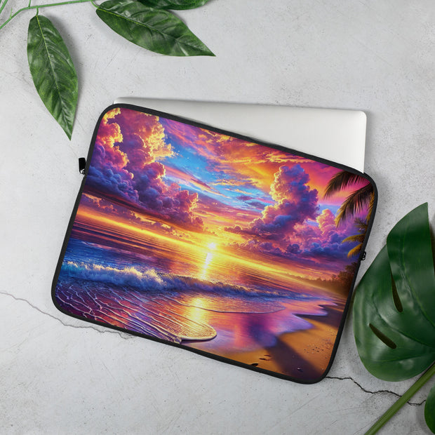 Tropical Sunset Laptop Sleeve - From Sea To Shining Art