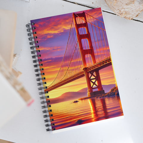Iconic Sunset Bridge Spiral notebook - From Sea To Shining Art