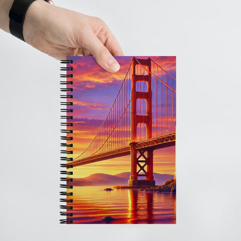 Iconic Sunset Bridge Spiral notebook - From Sea To Shining Art