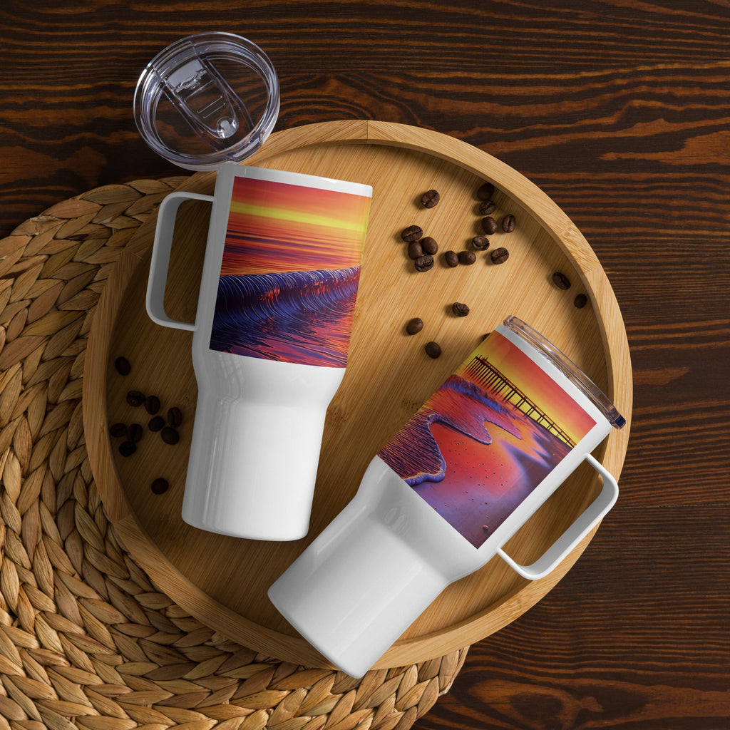 Evening Sea Sunset Art Travel Mug with a Handle - From Sea To Shining Art