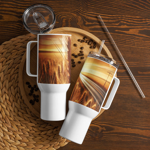 Sun-Kissed Grains Travel mug with a handle - From Sea To Shining Art
