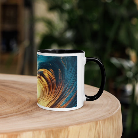 Sunset Sea Wave Art Mug with Color Inside - From Sea To Shining Art