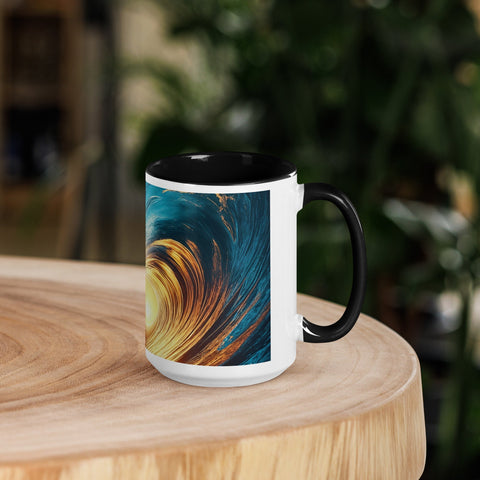 Sunset Sea Wave Art Mug with Color Inside - From Sea To Shining Art