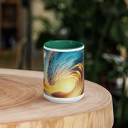 Sunset Sea Wave Art Mug with Color Inside - From Sea To Shining Art