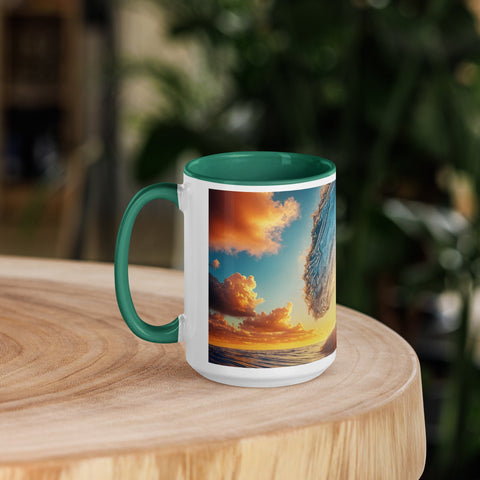 Sunset Sea Wave Art Mug with Color Inside - From Sea To Shining Art