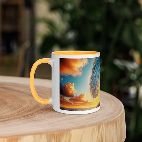 Sunset Sea Wave Art Mug with Color Inside - From Sea To Shining Art