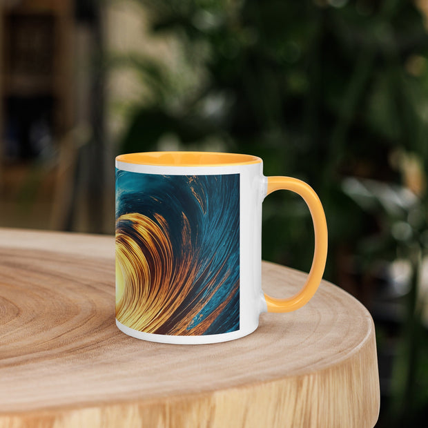 Sunset Sea Wave Art Mug with Color Inside - From Sea To Shining Art