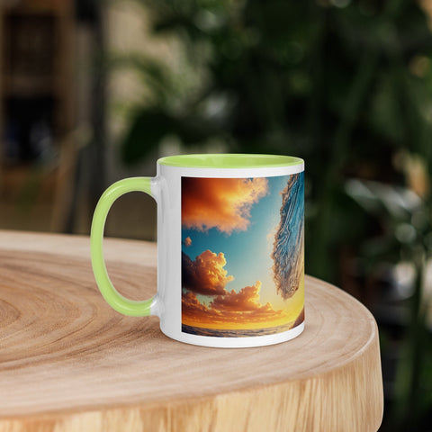 Sunset Sea Wave Art Mug with Color Inside - From Sea To Shining Art