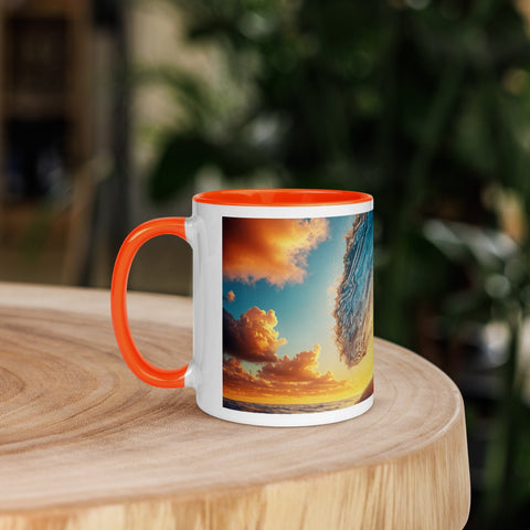 Sunset Sea Wave Art Mug with Color Inside - From Sea To Shining Art