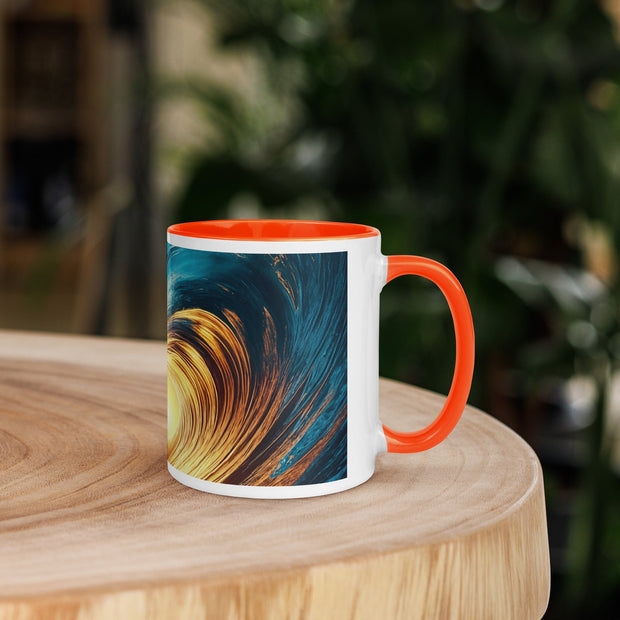Sunset Sea Wave Art Mug with Color Inside - From Sea To Shining Art