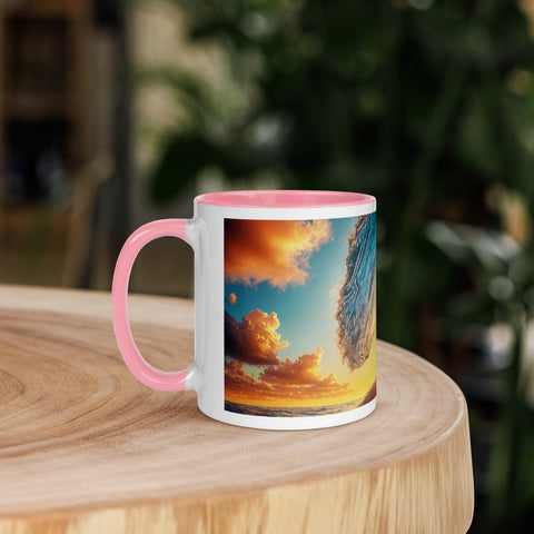 Sunset Sea Wave Art Mug with Color Inside - From Sea To Shining Art