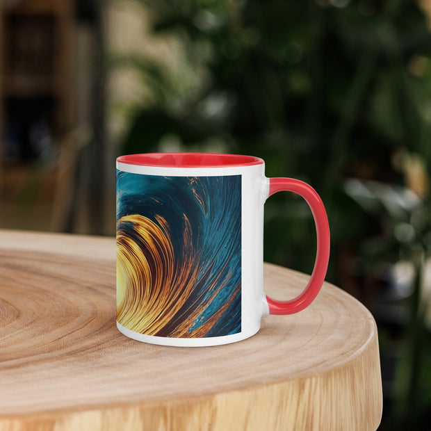 Sunset Sea Wave Art Mug with Color Inside - From Sea To Shining Art
