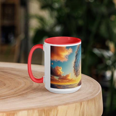 Sunset Sea Wave Art Mug with Color Inside - From Sea To Shining Art