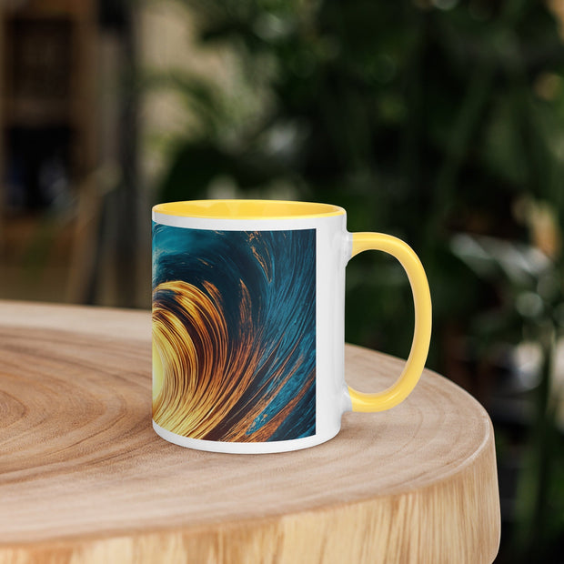 Sunset Sea Wave Art Mug with Color Inside - From Sea To Shining Art