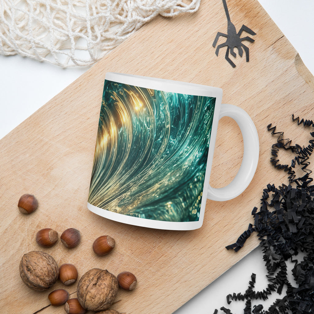 Sun in Wave White Glossy Mug - From Sea To Shining Art