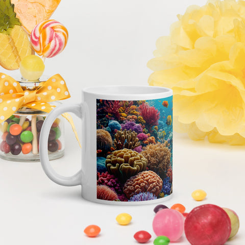 Underwater Sea Element Art White glossy mug - From Sea To Shining Art