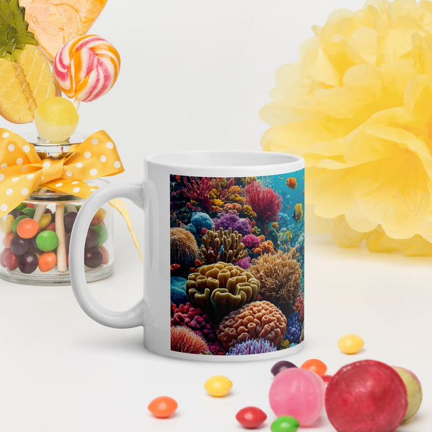 Underwater Sea Element Art White glossy mug - From Sea To Shining Art