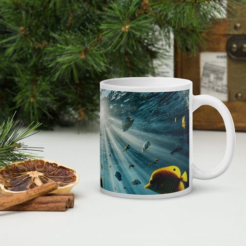 Sunbeams Beneath the Waves White glossy mug - From Sea To Shining Art