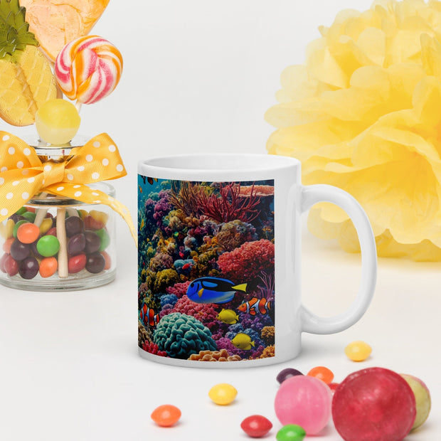 Underwater Sea Element Art White glossy mug - From Sea To Shining Art
