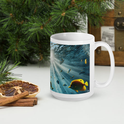 Sunbeams Beneath the Waves White glossy mug - From Sea To Shining Art