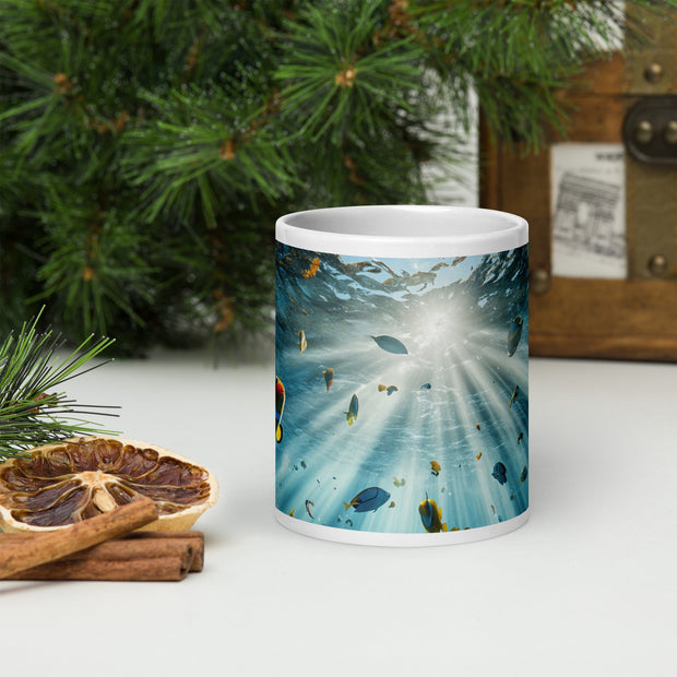 Sunbeams Beneath the Waves White glossy mug - From Sea To Shining Art