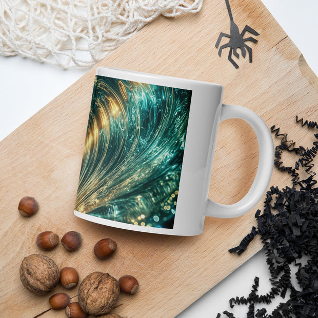 Sun in Wave White Glossy Mug - From Sea To Shining Art