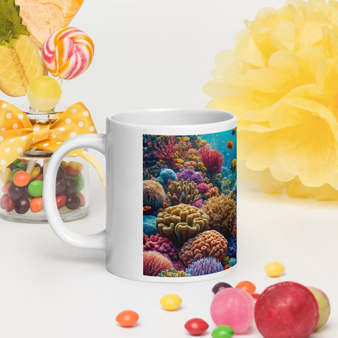 Underwater Sea Element Art White glossy mug - From Sea To Shining Art