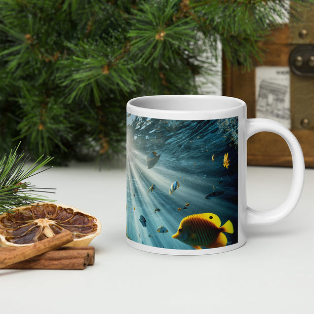 Sunbeams Beneath the Waves White glossy mug - From Sea To Shining Art